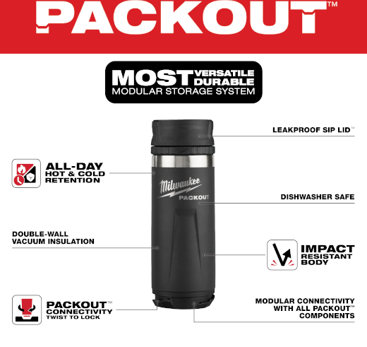 BOTELLA TERMICA NEGRA PACKOUT DE 18OZ C/TAPA 48-22-8395B