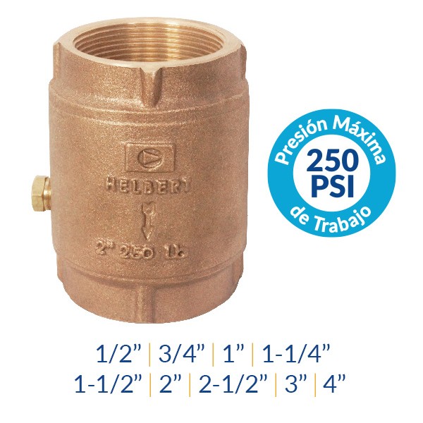 VÁLVULA CHEQUE 1" 150PSI BRONCE HFVC025 HELBERT