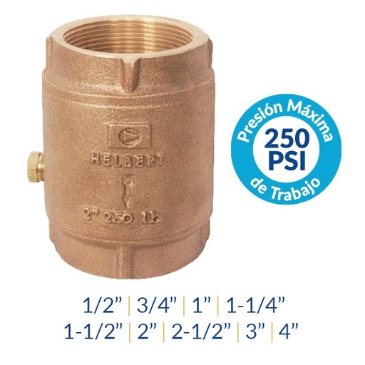 [ HFVC063] VÁLVULA CHEQUE 2-1/2" 150PSI BRONCE HFVC063 HELBERT