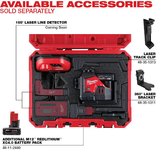ALINEADOR LÁSER DE 3 PLANOS VERDE 360° M12 INALÁMBRICO 12V CON BATERÍA 4 AMP (3632-21)