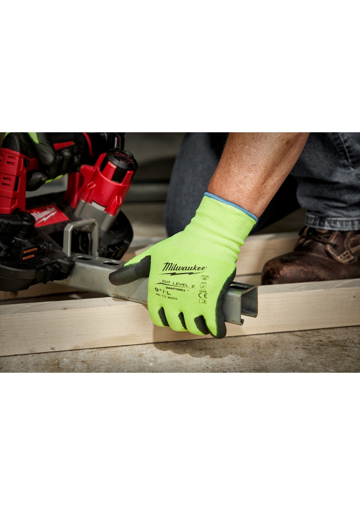 GUANTES DE POLIURETANO NIVEL DE CORTE 2 ALTA VISIBILIDAD TALLA L (48-73-8922) MILWAUKEE