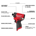3. ATORNILLADOR DE IMPACTO A BATERIA M12 DE 1/4&quot; (3453-22) MILWAUKEE