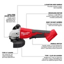 AMOLADORA DE CORTE DE 4-1/2&quot; / 5&quot; SIN ESCOBILLAS (2686-20) MILWAUKEE