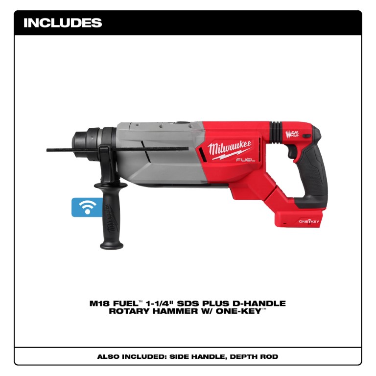 ROTOMARTILLO CON MANGO EN D M18 FUEL™ DE 1-1/4" SDS PLUS CON ONE-KEY™ (2916-20) MILWAUKEE