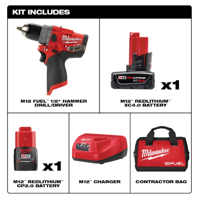 TALADRO PERCUTOR M12 FUEL™ DE 1/2" (2504-22) MILWAUKEE