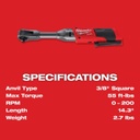 TRINQUETE DE ALCANCE EXTENDIDO M12 FUEL™ DE 3/8" (2560-20) MILWAUKEE