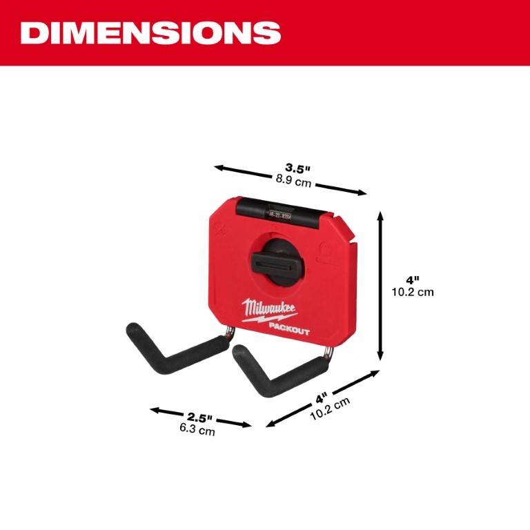 GANCHO RECTO PACKOUT™ DE 4” (48-22-8334) MILWAUKEE