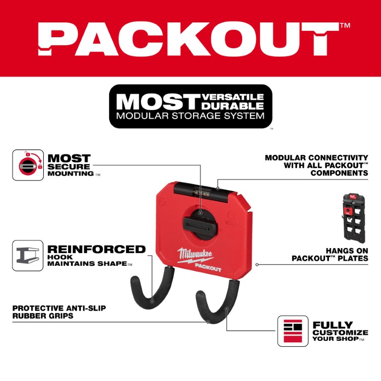 GANCHO CURVO PACKOUT™ DE 3” (48-22-8335) MILWAUKEE