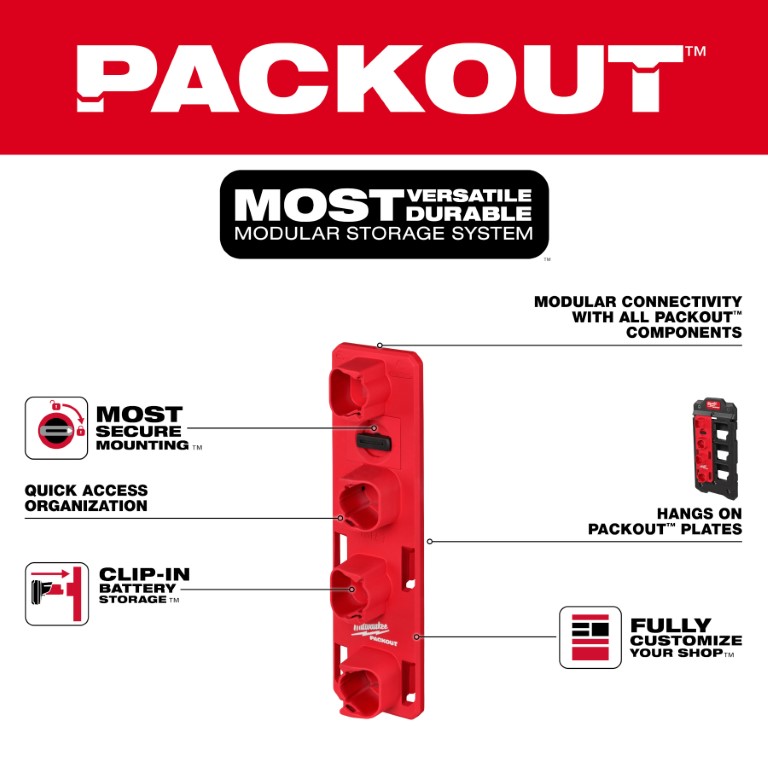 BASTIDOR DE BATERÍAS PACKOUT™ M12™ (48-22-8338) MILWAUKEE