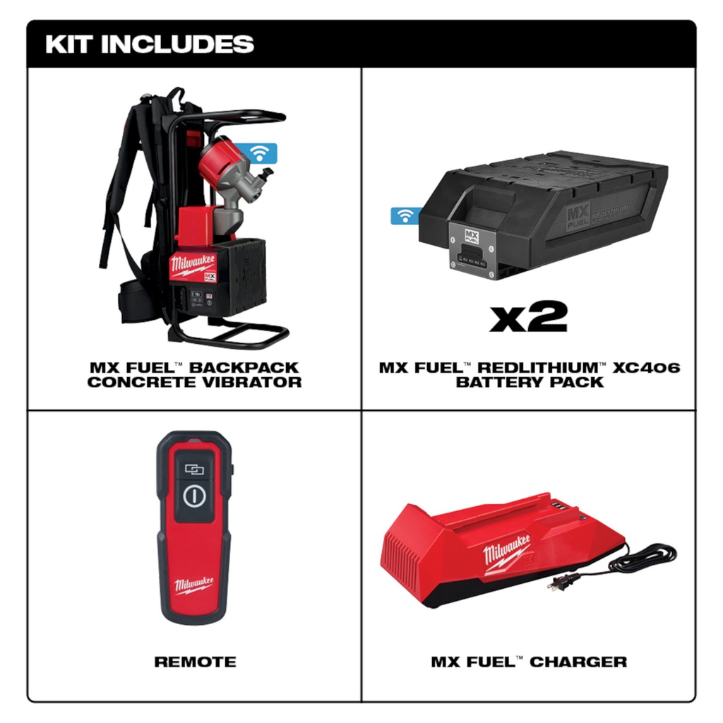  VIBRADOR DE HORMIGÓN DE MOCHILA MX FUEL™ (MXF371-2XC) MILWAUKEE