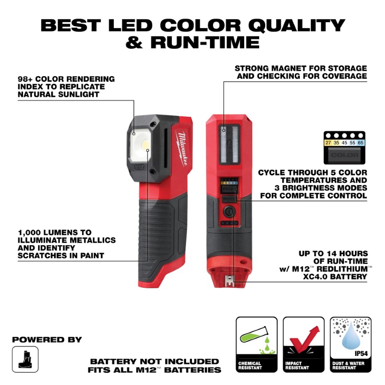 LUZ DE COMBINACIÓN DE COLORES PARA PINTURA Y DETALLES M12™ (2127-20) MILWAUKEE