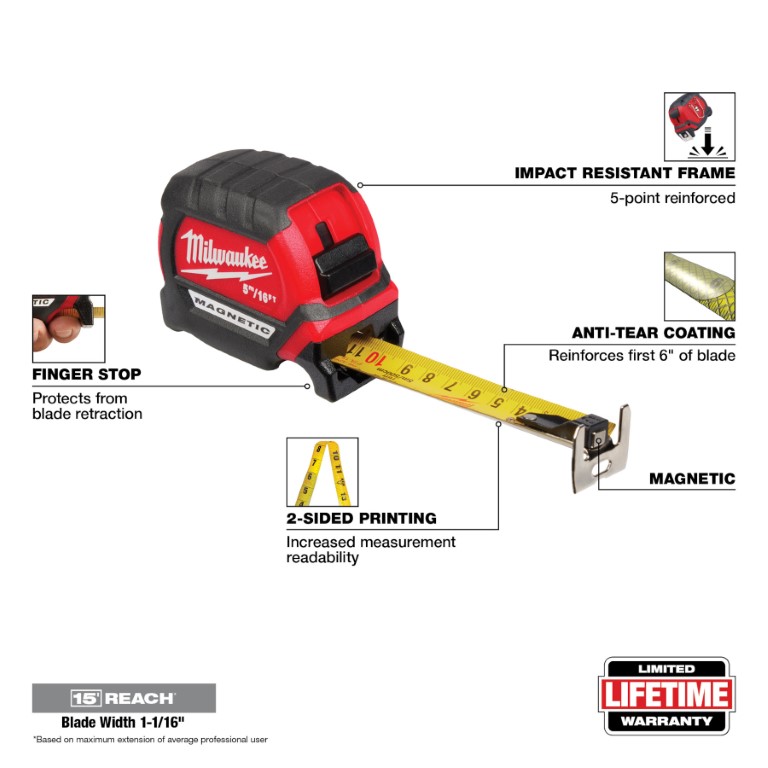 FLEXOMETRO MAGNETICO DE 5 m. (48-22-0317) MILWAUKEE