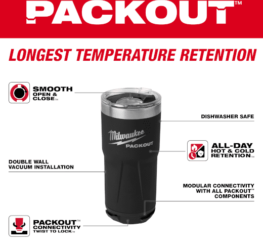 VASO PACKOUT 20 OZ NEGRO (48-22-8392B) MILWAUKEE