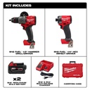 KIT TALADRO PERCUTOR/ATORNILLADOR 1/2" - DESTORNILLADOR DE IMPACTO HEXAGONAL 1/4" M18 FUEL™ CON BATERIAS DE 5 AMP (3697-22) MILWAUKEE