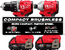 KIT TALADRO/DESTORNILLADOR 1/2"  - DESTORNILLADOR DE IMPACTO HEXAGONAL 1/4" M18™ SIN ESCOBILLAS CON BATERIAS DE 2 AMP (3692-22CT) MILWAUKEE