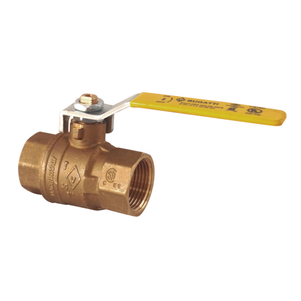 VÁLVULA BOLA BUGATTI UL/FM BRONCE NPT 1-1/2" 600 AGUA 400 GAS TCBU038 BUGATTI