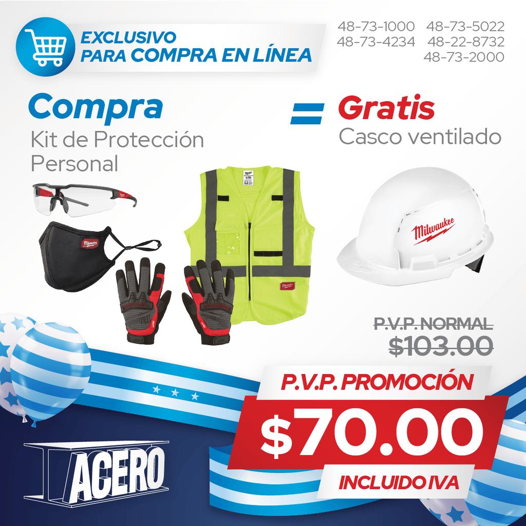 kIT DE PROTECCIÓN PERSONAL GRATIS - CASCO VENTILADO MILWAUKEE
