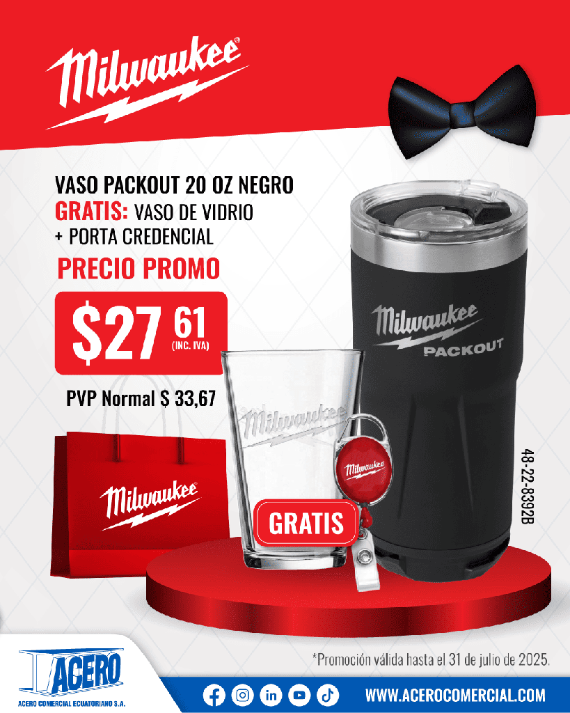 VASO PACKOUT 20 OZ NEGRO (48-22-8392B) MILWAUKEE