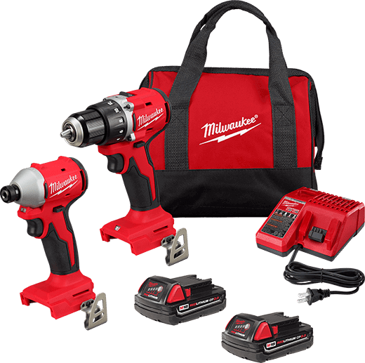 KIT TALADRO/DESTORNILLADOR 1/2"  - DESTORNILLADOR DE IMPACTO HEXAGONAL 1/4" M18™ SIN ESCOBILLAS CON BATERIAS DE 2 AMP (3692-22CT) MILWAUKEE