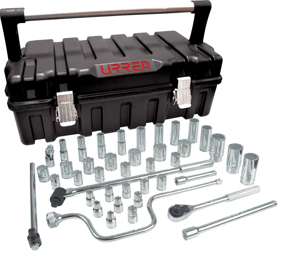 JGO. DADOS Y ACCESORIOS C/MANDO 1/2" EN PULG, 43 PZS (54P42) URREA