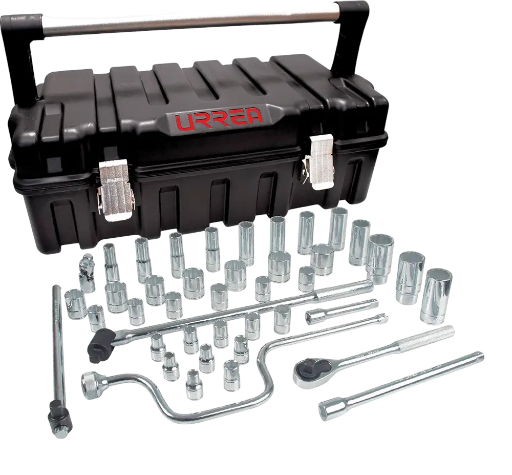 [54P42] JGO. DADOS Y ACCESORIOS C/MANDO 1/2" EN PULG, 43 PZS (54P42) URREA