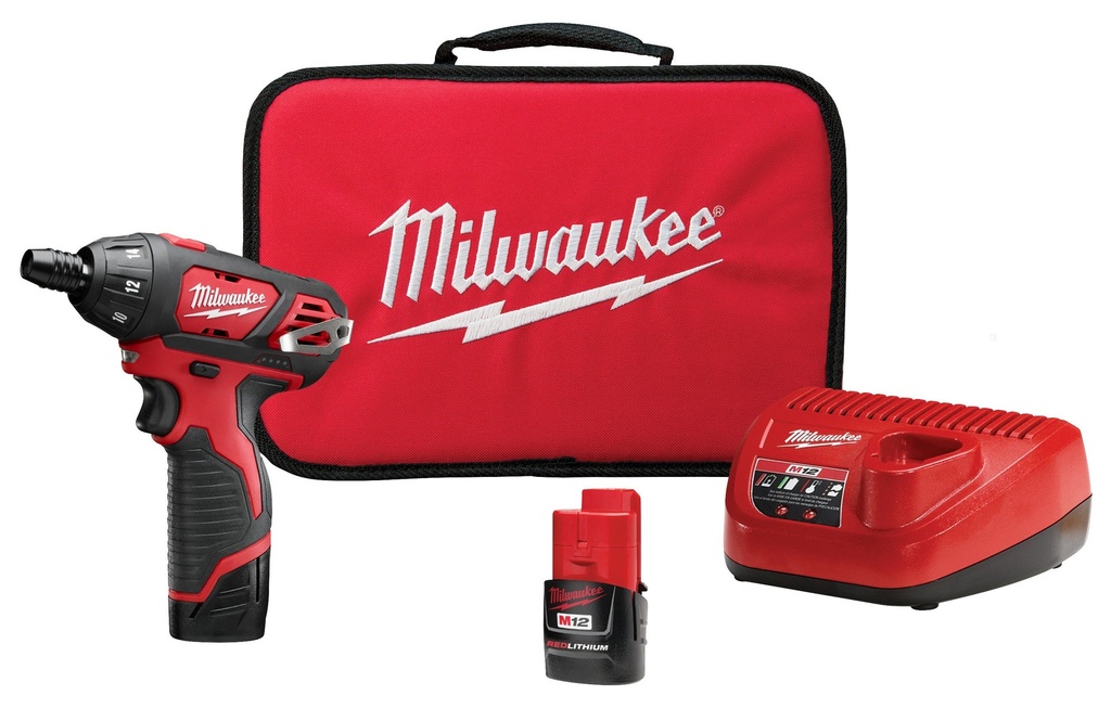 [2401-22] ATORNILLADORA 1/4" M12 CON CARBONES INALÁMBRICA 12V CON BATERÍA 1.5 AMP (2401-22) MILWAUKEE