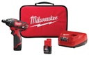 ATORNILLADORA 1/4" M12 CON CARBONES INALÁMBRICA 12V CON BATERÍA 1.5 AMP (2401-22) MILWAUKEE