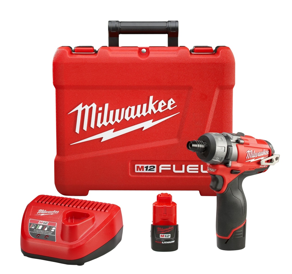 ATORNILLADORA 1/4" M12 FUEL SIN CARBONES INALÁMBRICA 12V CON BATERÍA 2 AMP (2402-22) MILWAUKEE