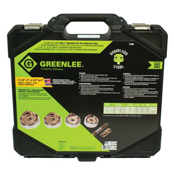 [7308] JUEGO DE SACABOCADOS DE 2" A 4" PARA ACERO INOXIDABLE (7308) GREENLEE