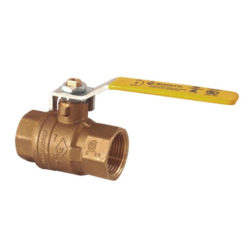 VÁLVULA BOLA BUGATTI UL/FM BRONCE NPT 1-1/2" 600 AGUA 400 GAS TCBU038 BUGATTI