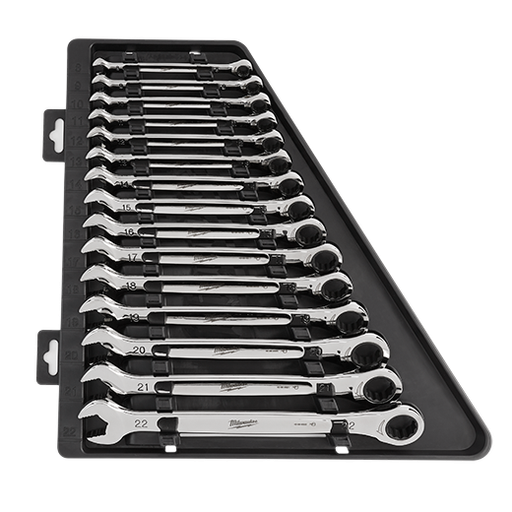 [48-22-9516] Juego de llaves combinadas de trinquete de 15 piezas - Métricas (48-22-9516) MILWAUKEE