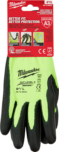 [48-73-8923] GUANTES DE POLIURETANO NIVEL DE CORTE 2 ALTA VISIBILIDAD TALLA XL (48-73-8923)MILWAUKEE