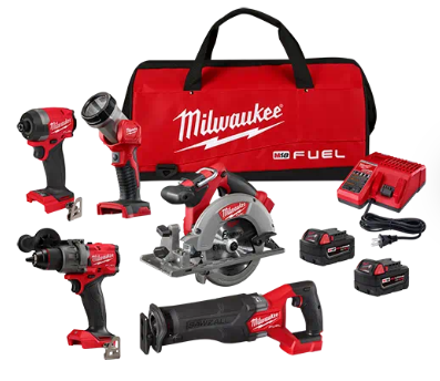 [3697-25] KIT TALADRO PERCUTOR 1/2" -ATORNILLADOR DE IMPACTO 1/4" M18 SIN CARBONES FUEL 18V CON BATERÍAS DE 5 AMP (2997-22) MILWAUKEE (copia)