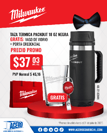 [48-22-8394B] TAZA TERMICA PACKOUT™ 18 OZ NEGRA (48-22-8394B) MILWAUKEE
