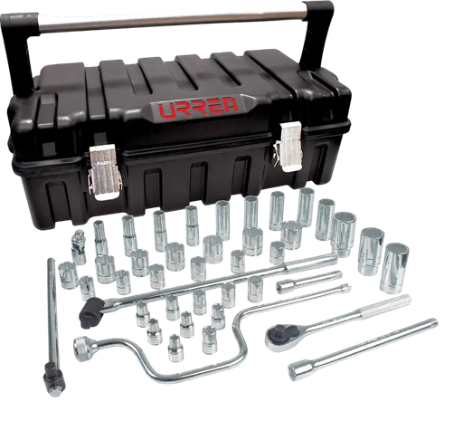 [54P42] JGO. DADOS Y ACCESORIOS C/MANDO 1/2" EN PULG, 43 PZS (54P42) URREA